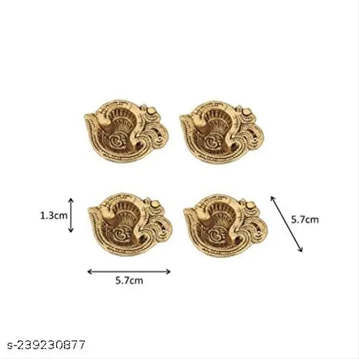 Gold Aluminium Om diya set (pack of 4), traditional Indian table diyas with height 25 inches each