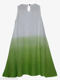 Satin sleeveless long kurta with girl pencil embroidery, colorful printed net for girls 3-4 years