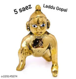 Brass Krishna idol, MATAL Big 5 no. laddu Gopal bass statue, traditional Indian religious decor item