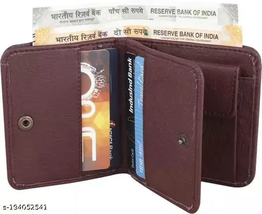 Solid faux leather bi-fold wallet, perfect for men and women. Free size, ultra slim design, ideal for everyday use