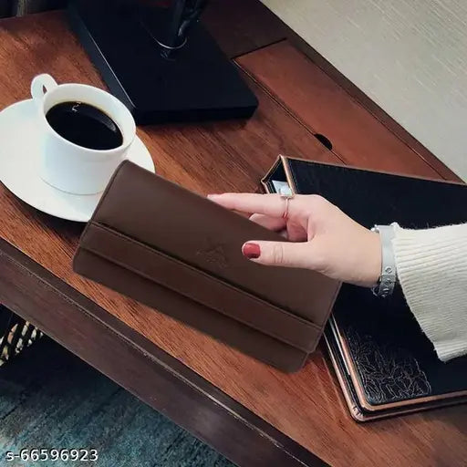 Black leather clutch wallet, multiple card slots