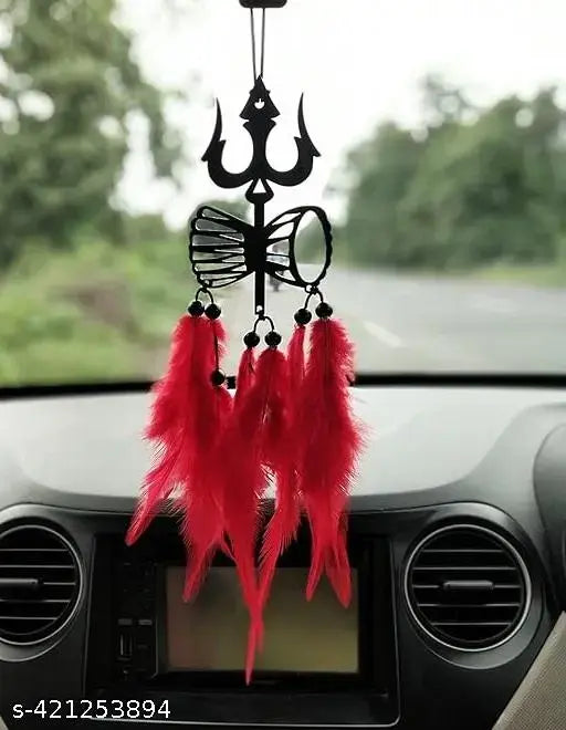 Handcrafted Lord Mahadev Dream Catcher, natural materials, divine protection, car decor, tranquil driving accessory