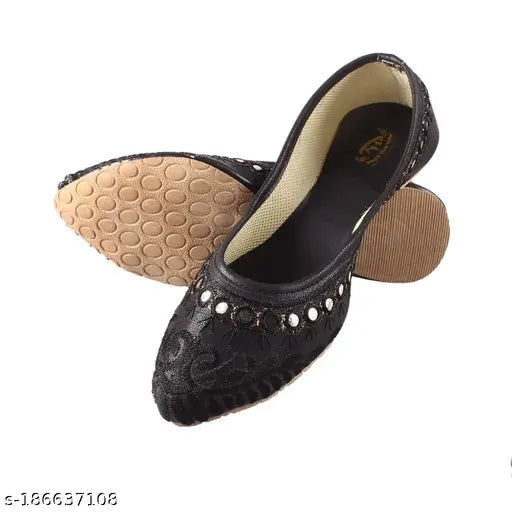 black canvas slip-on mojari, solid design in size IND-[choose a representative size e.g., 8] from India