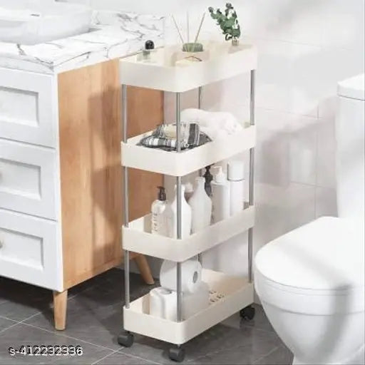 Modern multi-tiered kitchen organizer, white finish, 4 tiers for storage and organization