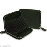 Black Leatherite RFID-Blocking Card Holder Set, holds 15 cards & features 11 slots, ideal for organizing & safeguarding personal items