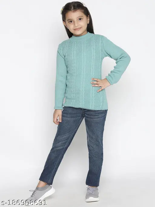 Green acrylic full sleeves skiwie for girls from SpyBy's latest collection