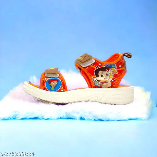Orange and white kid's sandal with Chhota Bheem logo