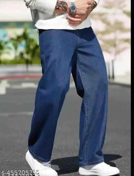 Men's light blue denim bell bottom jeans