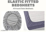 Grey multicolor glace cotton fitted bedsheet with large pillow covers, 78 x 72 x 10 inches. Ideal for summer and up to 8-inch mattresses