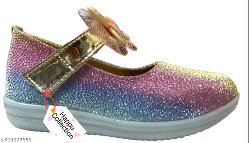 Peach mesh robot bellies infant shoes with PVC sole, embellished detail, and velcro fastening