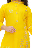 Yellow rayon A-line palazzo kurta for girls with intricate embroidery