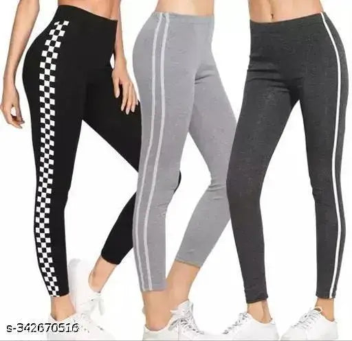 Striped cotton blend jeggings - stylish free size, waist 34in, length 36in, Indian origin