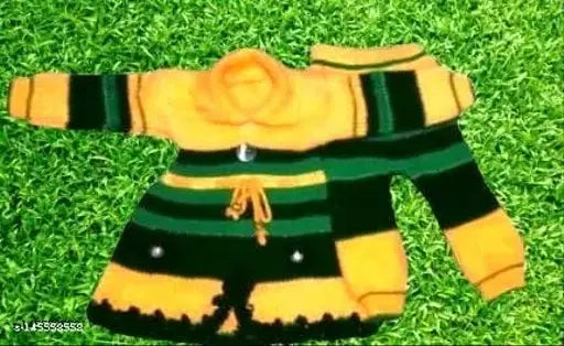 Woolen embroidered net kids winter wear cloth, comfortable and cozy for 3-12 months (India origin)