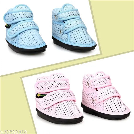 Pink and blue dotted casual kids shoes