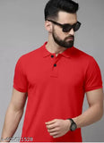 Polo cotton blend solid t-shirt, plain collar and short sleeves, XL size (chest 42in, length 29in), made in India