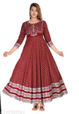 Trendy rayon Anakali kurti gown, printed combo with three-quarter sleeves, women's ethnic fashion from India
