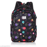 Black water-resistant polyester net high storage backpack for girls. Printed, fashionable school/college bag (18 inches). Perfect for travel and storage