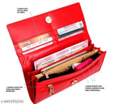 Stylish red wallet with multiple card slots, zip closure