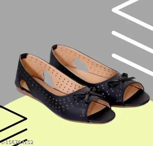 Synthetic leather women's & girls ethnic bellies sandals, latest comfort collection in black