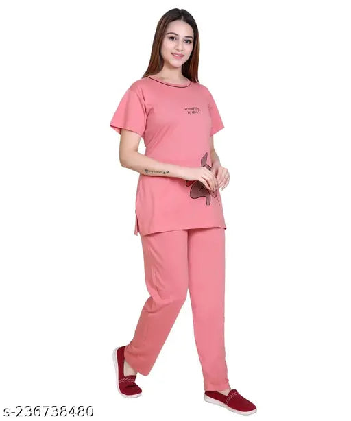 Cotton printed night suit for women and girls, Disney and cartoon designs, short sleeves, comfortable pyjamas