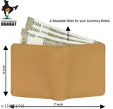 Cream PU bi-fold wallet, classic design for men with 7 card slots, coin pocket, and 2 currency compartments. Perfect for daily use in all trousers