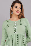 Rayon printed kurti, three-quarter sleeves, Shri Shyam clothing on mannequin (India)