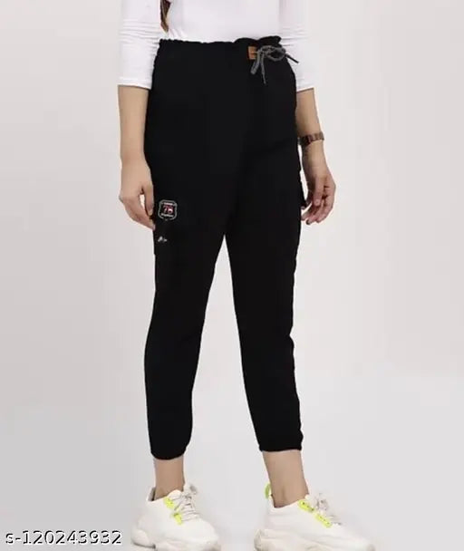 Trendy stylish cotton cargo jeans for women & girls, solid-colored cargo pants with pockets on India rack