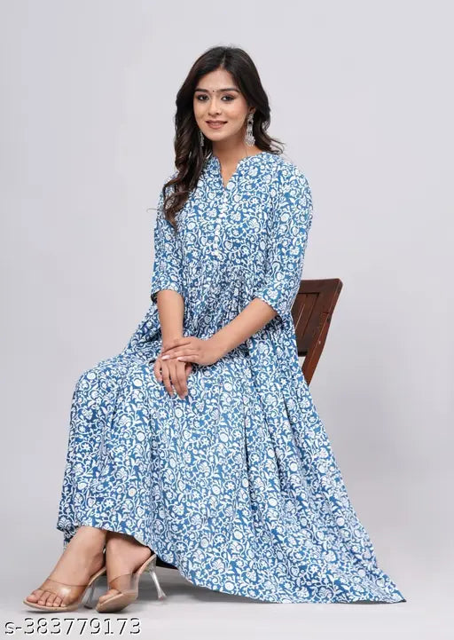 Anarkali printed kurta set, woman's fashionable attire