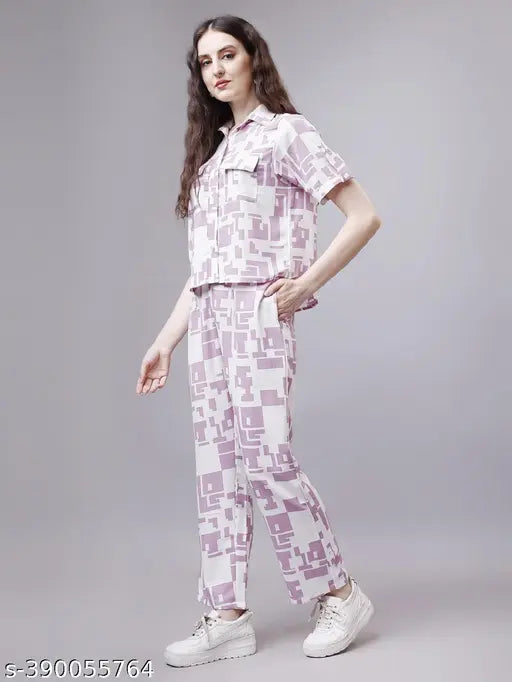 Women's printed cord-set, short sleeves, vibrant Indian print clothing accessory