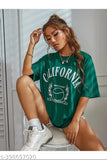 Women's California Printed Oversized T-shirt | Longline Drop Shoulder Boho Style T-Shirt For Women And Girl