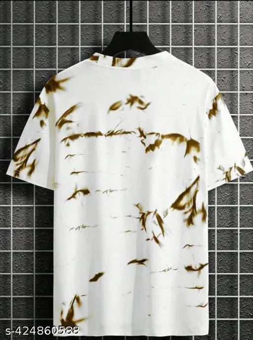 Oversized cotton half sleeve t-shirt for men, three-quarter sleeves, printed pattern, India origin