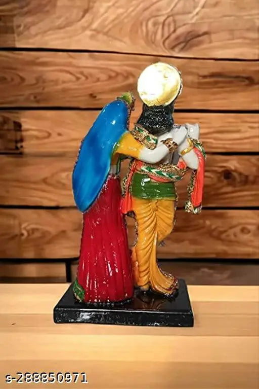 Antique resin Krishna idol, playing flute, decorative showpiece for pooja room (15 x 10 x 29 cm)