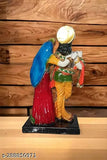 Antique resin Krishna idol, playing flute, decorative showpiece for pooja room (15 x 10 x 29 cm)