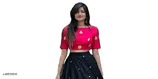 Black net lehenga choli with embroidered work, traditional Indian bridalwear from No Dupptta. Unstitched, size 42 waist and 44 length, 2m dupatta