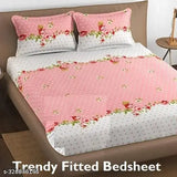 Trendy cotton floral printed king size bedsheet with 2 pillow covers, durable and comfortable for summer, 320 thread count