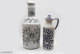 Handmade ceramic oil dispenser with floral decoration, 1000ml or 3000ml capacity, classic styling