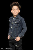 Blue denim boys' jacket with long sleeves