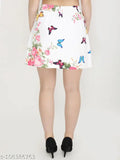 Recycled mini skirt with butterfly print, polyester, zip detail, size 28 or 30, sustainable fashion accessory