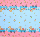 Cotton blend kids cartoon fitted bedsheet, multi-color zigzag pattern, machine washable, ideal for summer bedroom decor