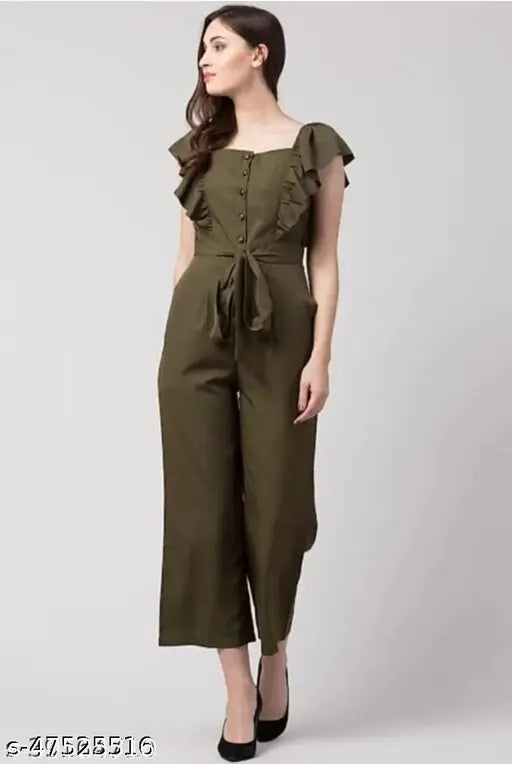 Crepe sleeveless solid net women's jumpsuit, classy and sensational, size N