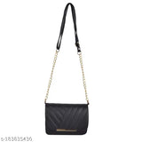 PU synthetic leather crossbody sling bag with chain strap, for women