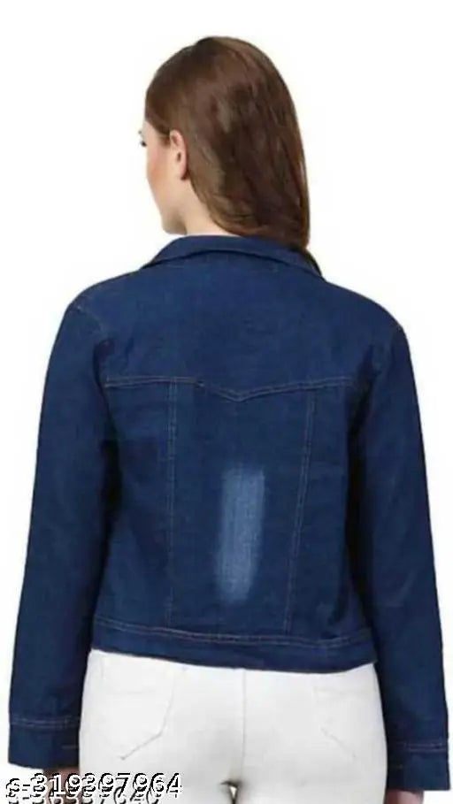 Indian denim blend casual jacket, long sleeve solid women's fashion wear