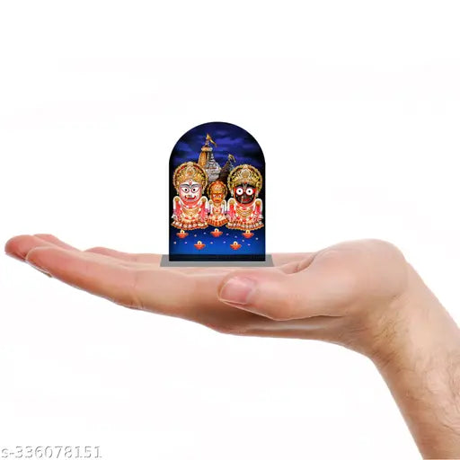 Multicolor acrylic Jagannath idol, perfect for car dash or desk decor, religious gift item, 8cm x 6cm x 2cm