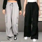 Gray and black high waisted cargo pants
