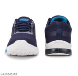 Blue sports sneakers with lace-up closure and a cushioned sole for comfortable running