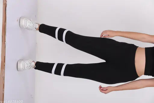 Striped Lycra jeggings for women, checkered pattern, Indian-made