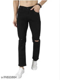 Men's black knee-cut denim jeans by VYESH, premium quality and stylish
