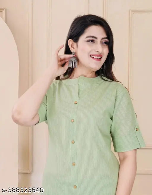 Ajay faishan Women's cotton kurta & palazzo set, solid net pattern, three-quarter sleeves. Indian women's party wear for weddings