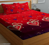 Red bedsheet with blue stars and hearts pattern, set of 8 matching pillow covers