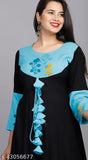 Dark blue kameez with ruffle sleeves